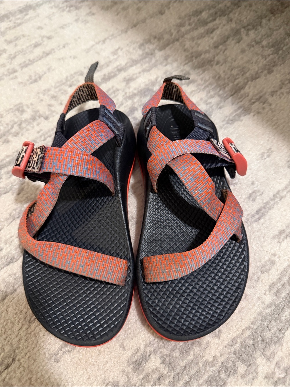 Kid’s Chacos in Coral & Light Blue